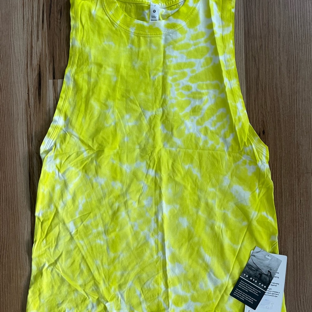 lululemon athletica Neon Yellow Tie-Dye Muscle Tank